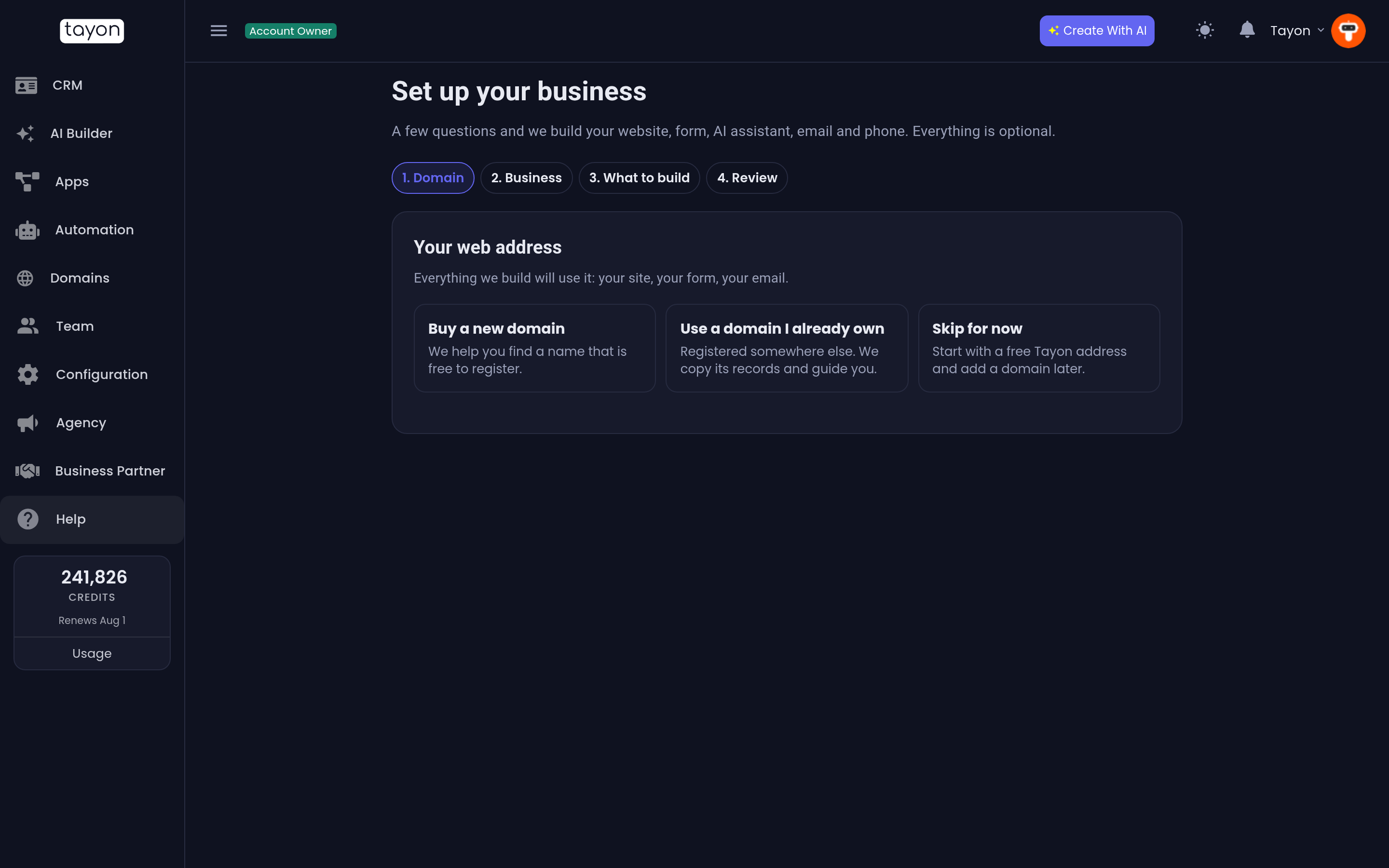 The first step of Set up your business