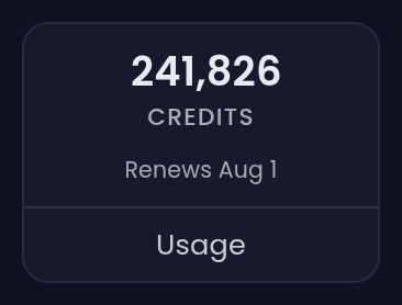 Balance, renewal date and the Usage button