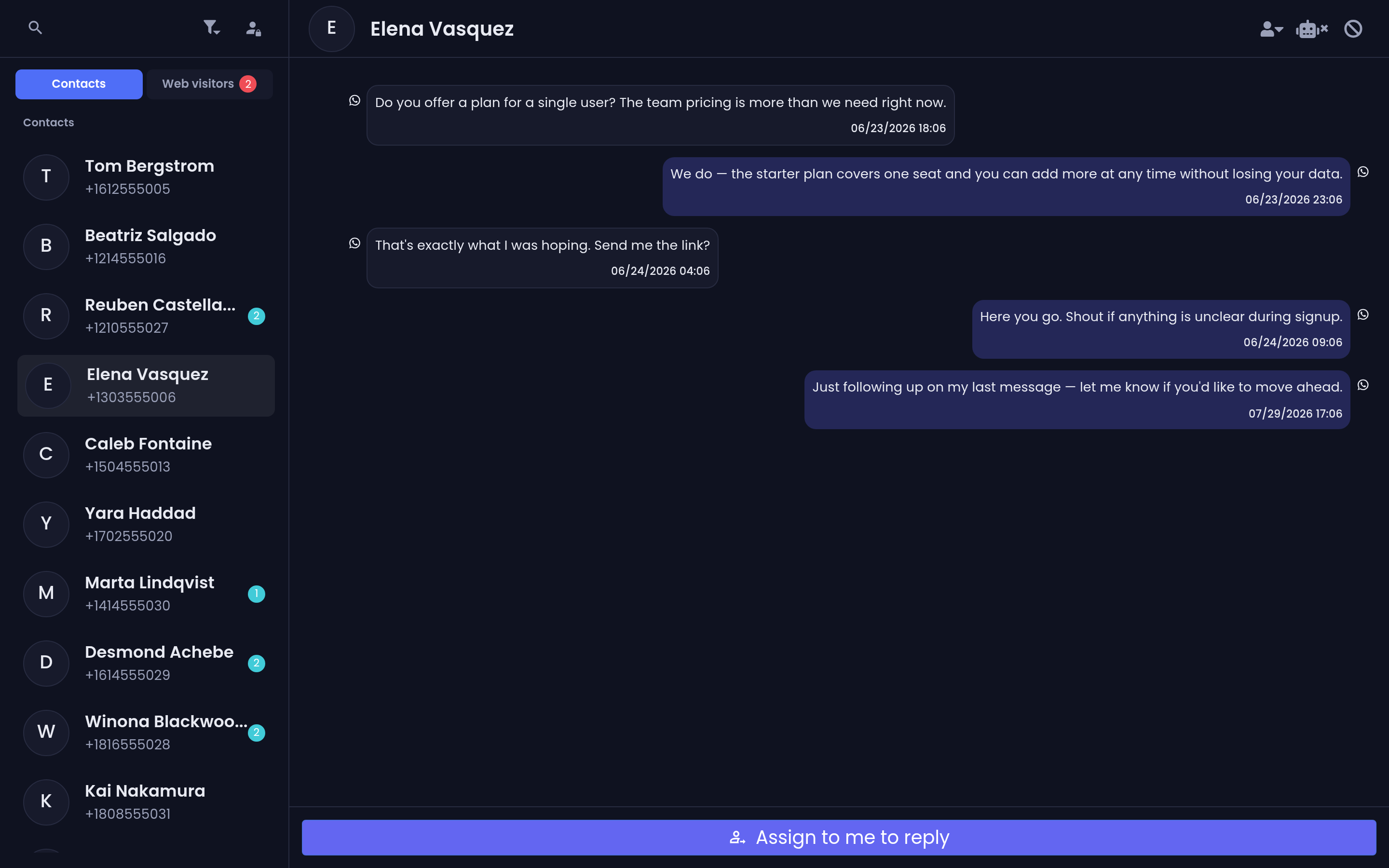 A conversation in the Messenger